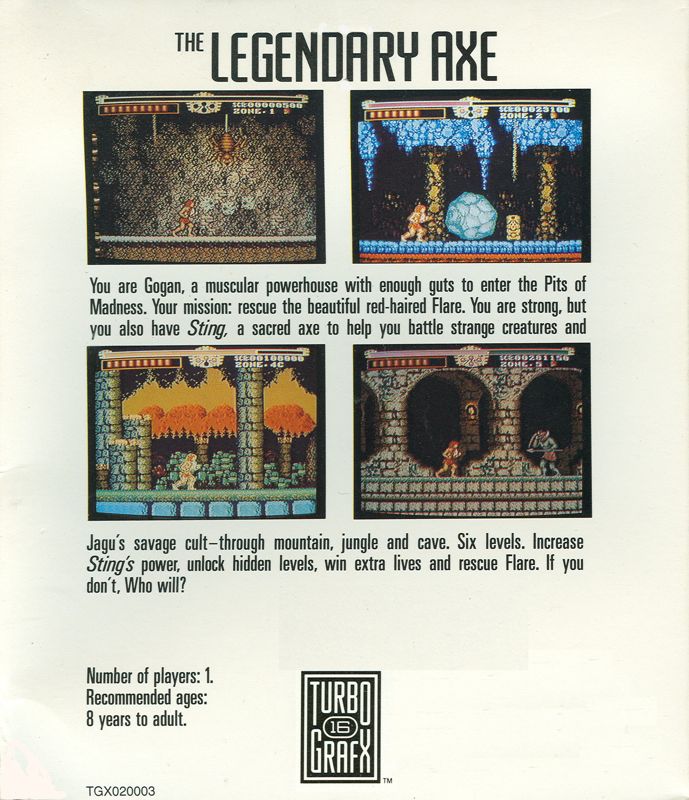 Legendary Axe box art for TurboGrafx-16